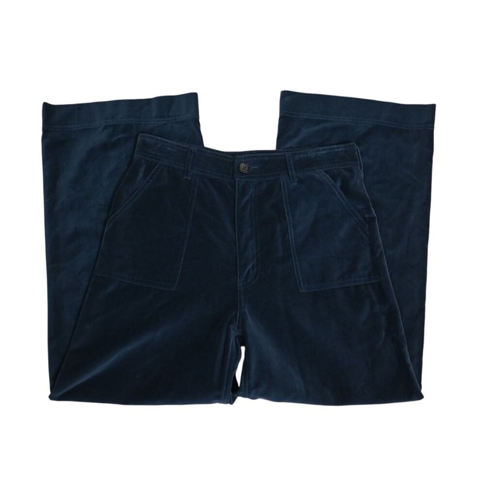 FRYE Womens 27 Camber Wide Leg Crop Velvet Pant in Midnight Blue - Picture 5 of 12